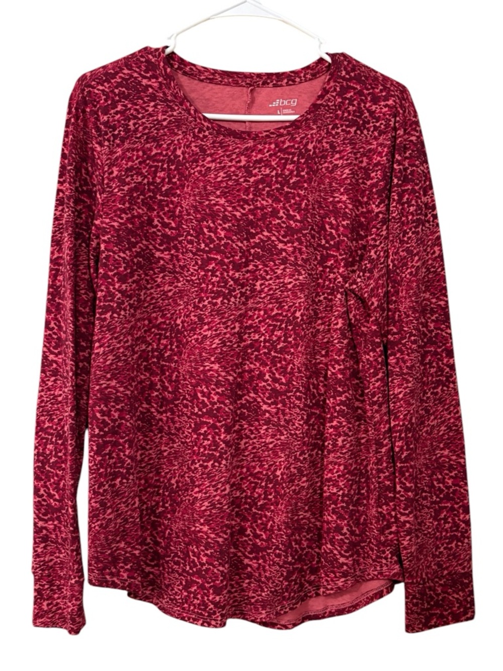 NWOT bcg Women's Long Sleeve Crewneck Top - Red Marl